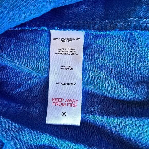 Jason Wu Eyelet Lace Embroidered Hem Boho Linen Blend Blue Midi Skirt Size 10 - Picture 8 of 9